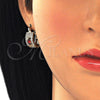 Oro Laminado Small Hoop, Gold Filled Style with Garnet and White Cubic Zirconia, Polished, Golden Finish, 02.210.0302.1.20