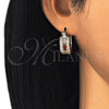 Oro Laminado Small Hoop, Gold Filled Style with Garnet and White Cubic Zirconia, Polished, Golden Finish, 02.210.0302.1.20