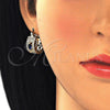 Oro Laminado Small Hoop, Gold Filled Style with Sapphire Blue and White Cubic Zirconia, Polished, Golden Finish, 02.210.0302.2.20