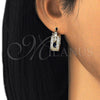 Oro Laminado Small Hoop, Gold Filled Style with Sapphire Blue and White Cubic Zirconia, Polished, Golden Finish, 02.210.0302.2.20