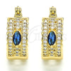 Oro Laminado Small Hoop, Gold Filled Style with Sapphire Blue and White Cubic Zirconia, Polished, Golden Finish, 02.210.0302.2.20