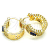 Oro Laminado Small Hoop, Gold Filled Style with Sapphire Blue and White Cubic Zirconia, Polished, Golden Finish, 02.210.0302.2.20