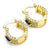 Oro Laminado Small Hoop, Gold Filled Style with Sapphire Blue and White Cubic Zirconia, Polished, Golden Finish, 02.210.0302.2.20