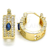 Oro Laminado Small Hoop, Gold Filled Style with Sapphire Blue and White Cubic Zirconia, Polished, Golden Finish, 02.210.0302.2.20