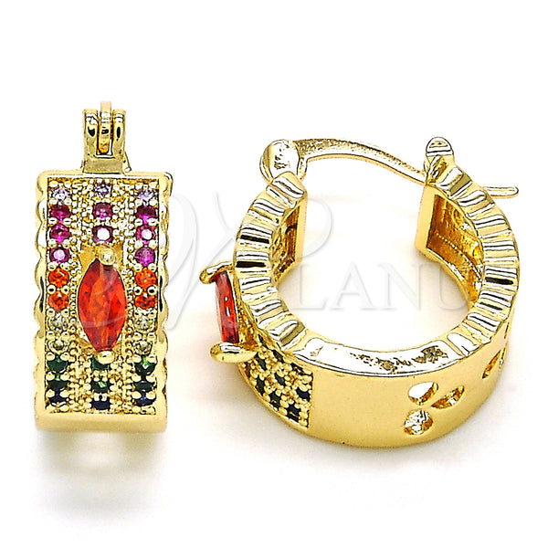 Gold Filled Hoop Earrings — Small Hoop with Multicolor Cubic Zirconia Polished 02. — main product view — SKU 127494 | Oro Laminado aretes de aro — Small Hoop with Multicolor Cubic Zirconia pulido 02. — SKU 127494