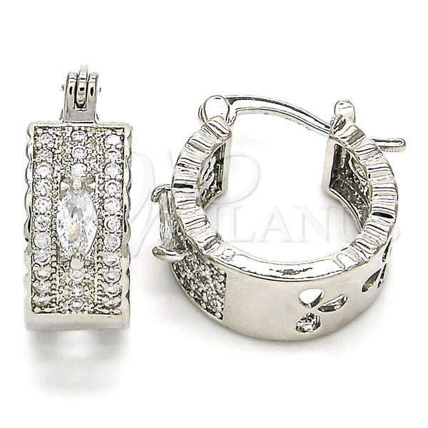 Rhodium Gold Filled Small Hoop, with White Cubic Zirconia, Polished, Rhodium Finish, 02.210.0302.5.20