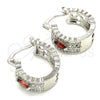 Rhodium Plated Small Hoop, with Garnet and White Cubic Zirconia, Polished, Rhodium Finish, 02.210.0302.6.20