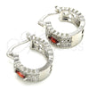 Rhodium Plated Small Hoop, with Garnet and White Cubic Zirconia, Polished, Rhodium Finish, 02.210.0302.6.20