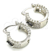 Rhodium Plated Small Hoop, with Black and White Cubic Zirconia, Polished, Rhodium Finish, 02.210.0302.8.20
