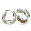 Rhodium Plated Small Hoop, with Multicolor Cubic Zirconia, Polished, Rhodium Finish, 02.210.0302.9.20