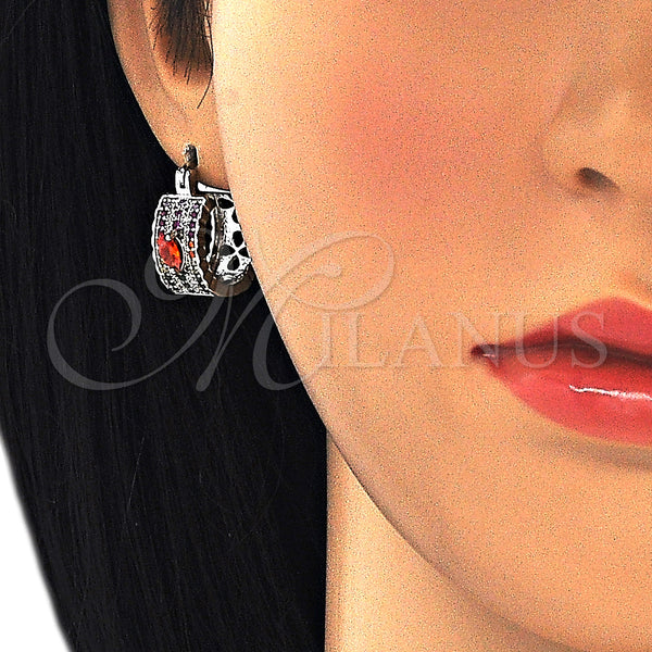 White Gold Filled Hoop Earrings — Small Hoop with Multicolor Cubic Zirconia Polished 02. — alternate product view — SKU 127499 | Oro Laminado Blanco aretes de aro — Small Hoop with Multicolor Cubic Zirconia pulido 02. — SKU 127499
