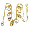 Oro Laminado Charm Anklet , Gold Filled Style Heart Design, with White Crystal, Polished, Tricolor, 03.331.0023.10 (02 MM Thickness, 10 Inches Length)