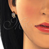 Oro Laminado Stud Earring, Gold Filled Style Turtle Design, with Multicolor Cubic Zirconia, Polished, Golden Finish, 02.345.0010