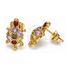 Oro Laminado Stud Earring, Gold Filled Style Turtle Design, with Multicolor Cubic Zirconia, Polished, Golden Finish, 02.345.0010