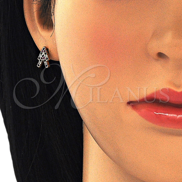 Gold Filled Ring — Stud Earring with Multicolor Micro Pave Polished 02. — alternate product view — SKU 127531 | Oro Laminado anillo — Stud Earring with Multicolor Micro Pave pulido 02. — SKU 127531