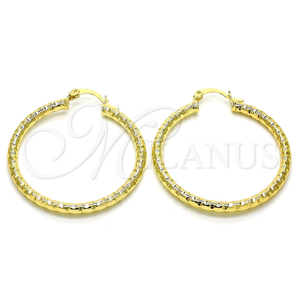 Oro Laminado Medium Hoop, Gold Filled Style Diamond Cutting Finish, Golden Finish, 02.213.0150.40