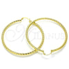 Oro Laminado Large Hoop, Gold Filled Style Hollow Design, Diamond Cutting Finish, Golden Finish, 02.213.0150.60