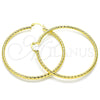 Oro Laminado Large Hoop, Gold Filled Style Hollow Design, Diamond Cutting Finish, Golden Finish, 02.213.0150.60
