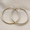 Oro Laminado Large Hoop, Gold Filled Style Hollow Design, Diamond Cutting Finish, Golden Finish, 02.213.0150.60