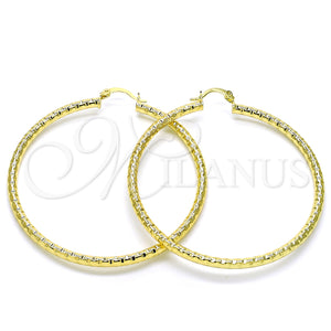 Gold Filled Hoop Earrings — Large Hoop Hollow Design Diamond Cutting 02. — main product view — SKU 127538 | Oro Laminado aretes de aro — Large Hoop Hollow diseño Diamond Cutting 02. — SKU 127538