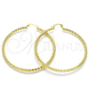 Oro Laminado Large Hoop, Gold Filled Style Hollow Design, Diamond Cutting Finish, Golden Finish, 02.213.0150.60