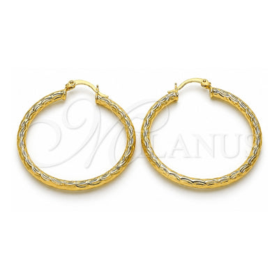 Oro Laminado Medium Hoop, Gold Filled Style Diamond Cutting Finish, Golden Finish, 02.213.0151.40