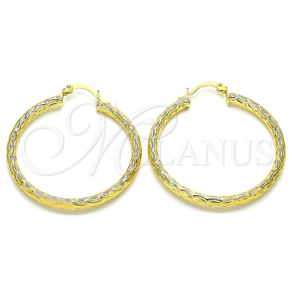 Oro Laminado Medium Hoop, Gold Filled Style Diamond Cutting Finish, Golden Finish, 02.213.0151.40