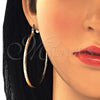 Oro Laminado Large Hoop, Gold Filled Style Hollow Design, Diamond Cutting Finish, Golden Finish, 02.213.0152.60