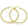 Oro Laminado Large Hoop, Gold Filled Style Hollow Design, Diamond Cutting Finish, Golden Finish, 02.213.0152.60