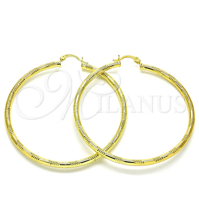 Oro Laminado Large Hoop, Gold Filled Style Diamond Cutting Finish, Golden Finish, 02.213.0153.60