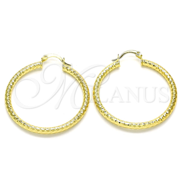 Oro Laminado Medium Hoop, Gold Filled Style Diamond Cutting Finish, Golden Finish, 02.213.0154.40
