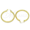 Oro Laminado Medium Hoop, Gold Filled Style Hollow Design, Diamond Cutting Finish, Golden Finish, 02.213.0154.40