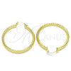 Oro Laminado Medium Hoop, Gold Filled Style Hollow Design, Diamond Cutting Finish, Golden Finish, 02.213.0154.40