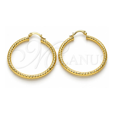 Oro Laminado Medium Hoop, Gold Filled Style Hollow Design, Diamond Cutting Finish, Golden Finish, 02.213.0154.40