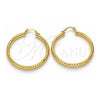 Oro Laminado Medium Hoop, Gold Filled Style Hollow Design, Diamond Cutting Finish, Golden Finish, 02.213.0154.40