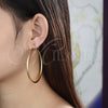Oro Laminado Large Hoop, Gold Filled Style Hollow Design, Diamond Cutting Finish, Golden Finish, 02.213.0154.60