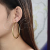 Oro Laminado Large Hoop, Gold Filled Style Hollow Design, Diamond Cutting Finish, Golden Finish, 02.213.0154.60