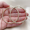 Oro Laminado Large Hoop, Gold Filled Style Hollow Design, Diamond Cutting Finish, Golden Finish, 02.213.0154.60