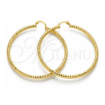 Oro Laminado Large Hoop, Gold Filled Style Hollow Design, Diamond Cutting Finish, Golden Finish, 02.213.0154.60
