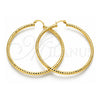 Oro Laminado Large Hoop, Gold Filled Style Hollow Design, Diamond Cutting Finish, Golden Finish, 02.213.0154.60