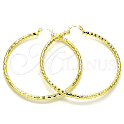 Oro Laminado Large Hoop, Gold Filled Style Diamond Cutting Finish, Golden Finish, 02.213.0156.60