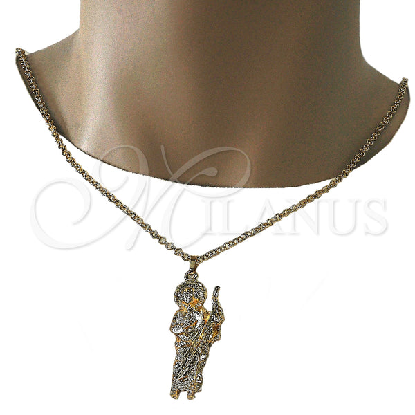 Gold Filled Pendant — Religious Pendant San Judas Design Diamond Cutting 05. — alternate product view — SKU 127555 | Oro Laminado dije — Religious Pendant San Judas diseño Diamond Cutting 05. — SKU 127555