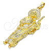 Oro Laminado Religious Pendant, Gold Filled Style San Judas Design, Diamond Cutting Finish, Golden Finish, 05.213.0062
