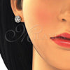 Oro Laminado Stud Earring, Gold Filled Style with White Cubic Zirconia, Polished, Golden Finish, 02.166.0003