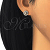 Oro Laminado Stud Earring, Gold Filled Style with White Cubic Zirconia, Polished, Golden Finish, 02.166.0003