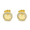 Oro Laminado Stud Earring, Gold Filled Style with White Cubic Zirconia, Polished, Golden Finish, 02.166.0003
