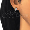 Oro Laminado Stud Earring, Gold Filled Style with White Cubic Zirconia, Polished, Golden Finish, 02.166.0004