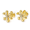 Oro Laminado Stud Earring, Gold Filled Style with White Cubic Zirconia, Polished, Golden Finish, 02.166.0004
