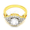 Oro Laminado Multi Stone Ring, Gold Filled Style with White Cubic Zirconia, Polished, Two Tone, 01.346.0007.08 (Size 8)