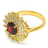 Oro Laminado Multi Stone Ring, Gold Filled Style with Garnet and White Cubic Zirconia, Polished, Golden Finish, 01.346.0008.08 (Size 8)